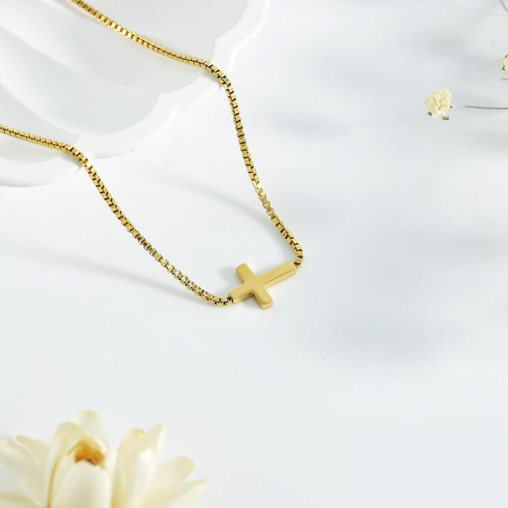 Collar Cruz Minimalista Horizontal | Fe Sutil y Delicada