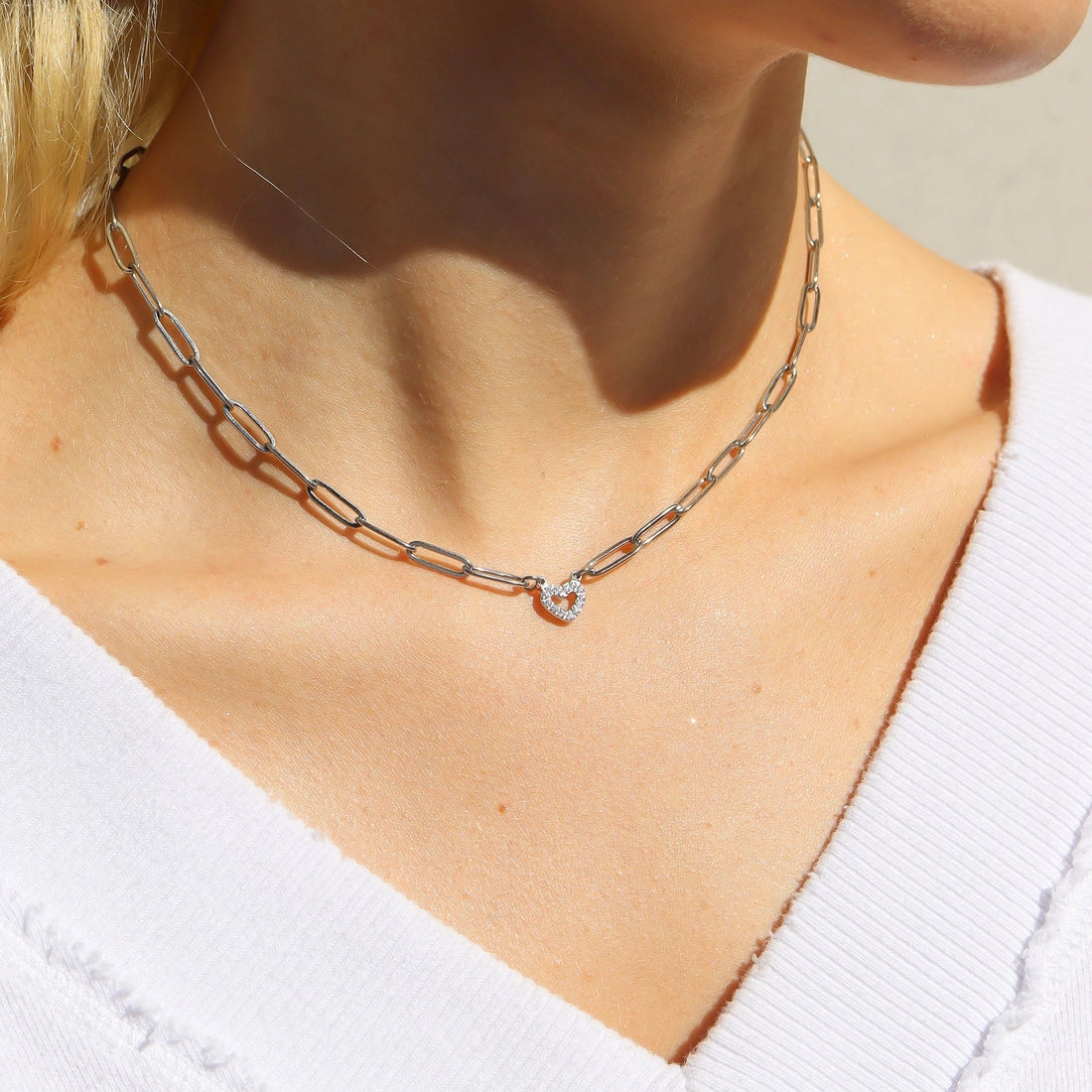 Set "Corazón Radiante": Dúo de Collar y Pulsera en Cadena de Clip