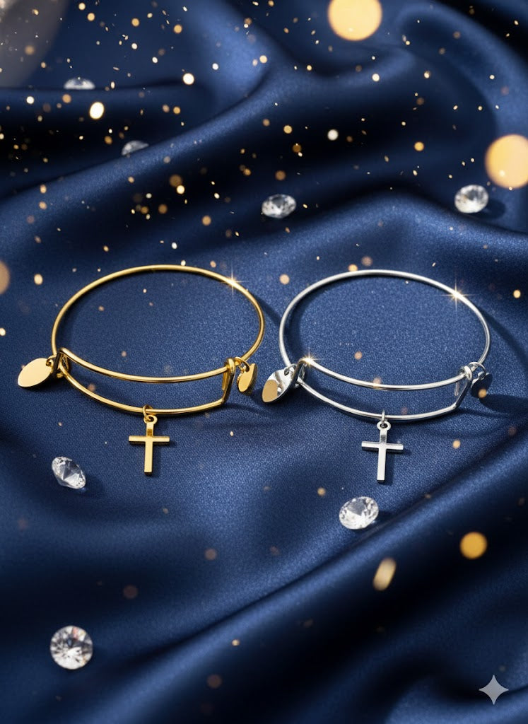 Pulsera Ajustable de Plata o oro Diseño Artesanal De Fe